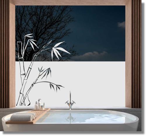 Dekorativer Sichtschutz für Fenster, Folie mit Blättern