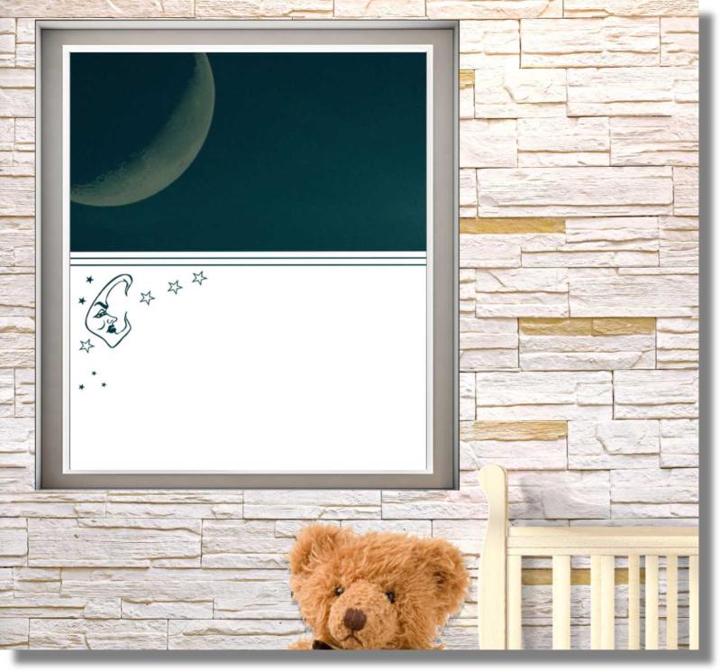 Kinderzimmer Fensterfolie Halbmond mit Sterne Sichtschutzfolie Fensterdekor  - Wecke-Design